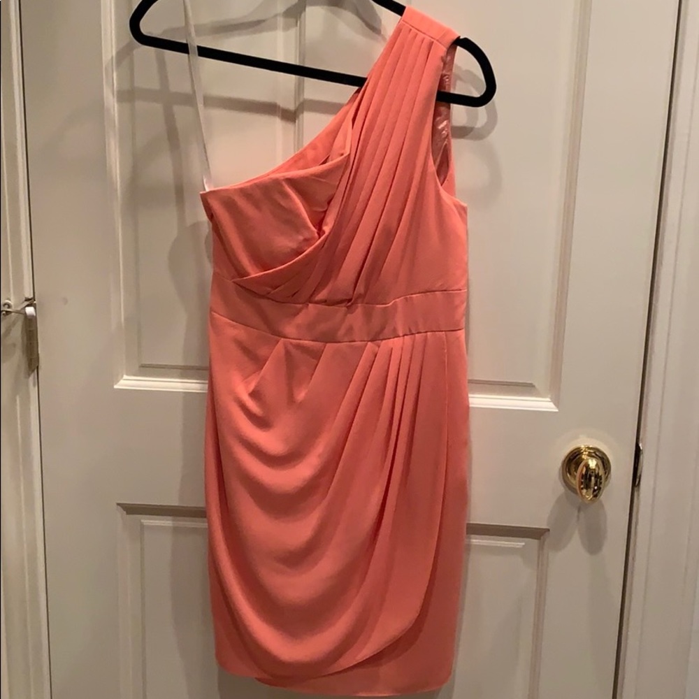 Shoshanna one shoulder peach dress